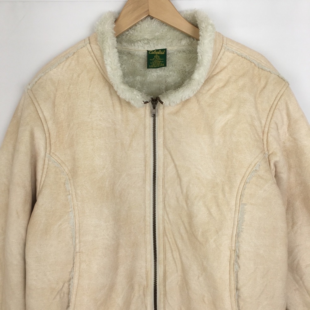 Cabela's Women’s Shearling Coat Faux Suede Fur Winter Jacket Tan Size XL - Picture 2 of 10